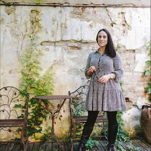 Black and White Collared Gingham Mini Dress